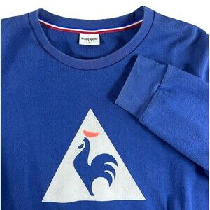 Vintage Le Coq Sportif Crewneck Mens Large Blue Pullover Fleece Sweatshirt Logo